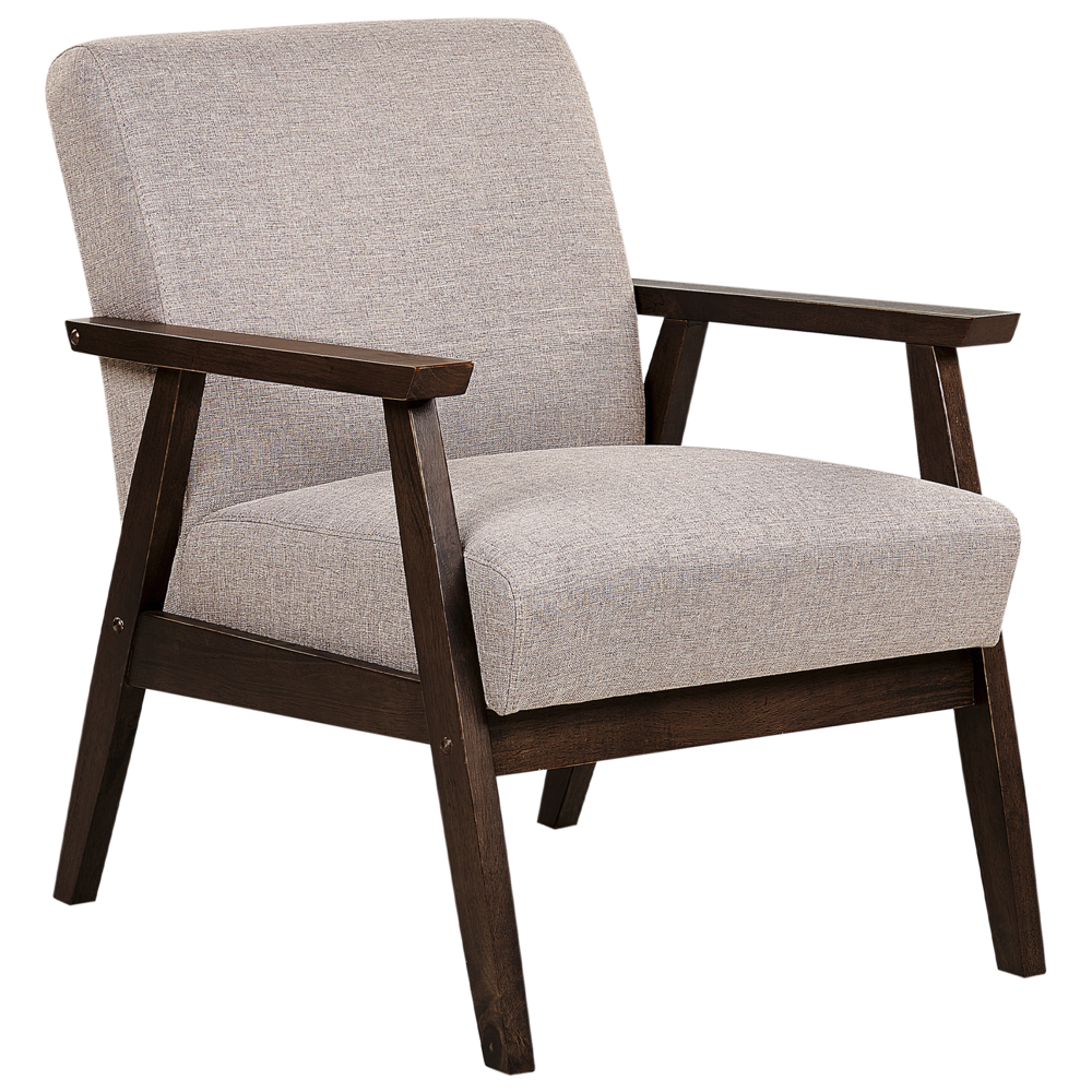 foto del prodotto poltrona grigio talpa poliestere tappezzeria design retrò struttura in legno soggiorno