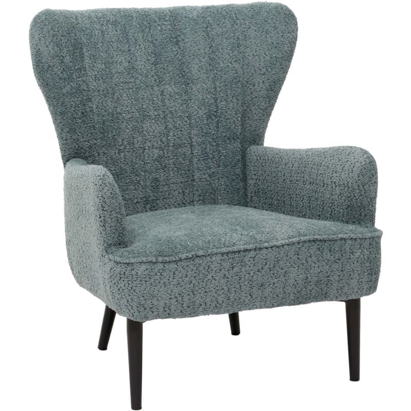 foto del prodotto poltrona hhg 060, sedia cocktail imbottita retro vintage tessuto ciniglia 500g m oeko tex, blu verde