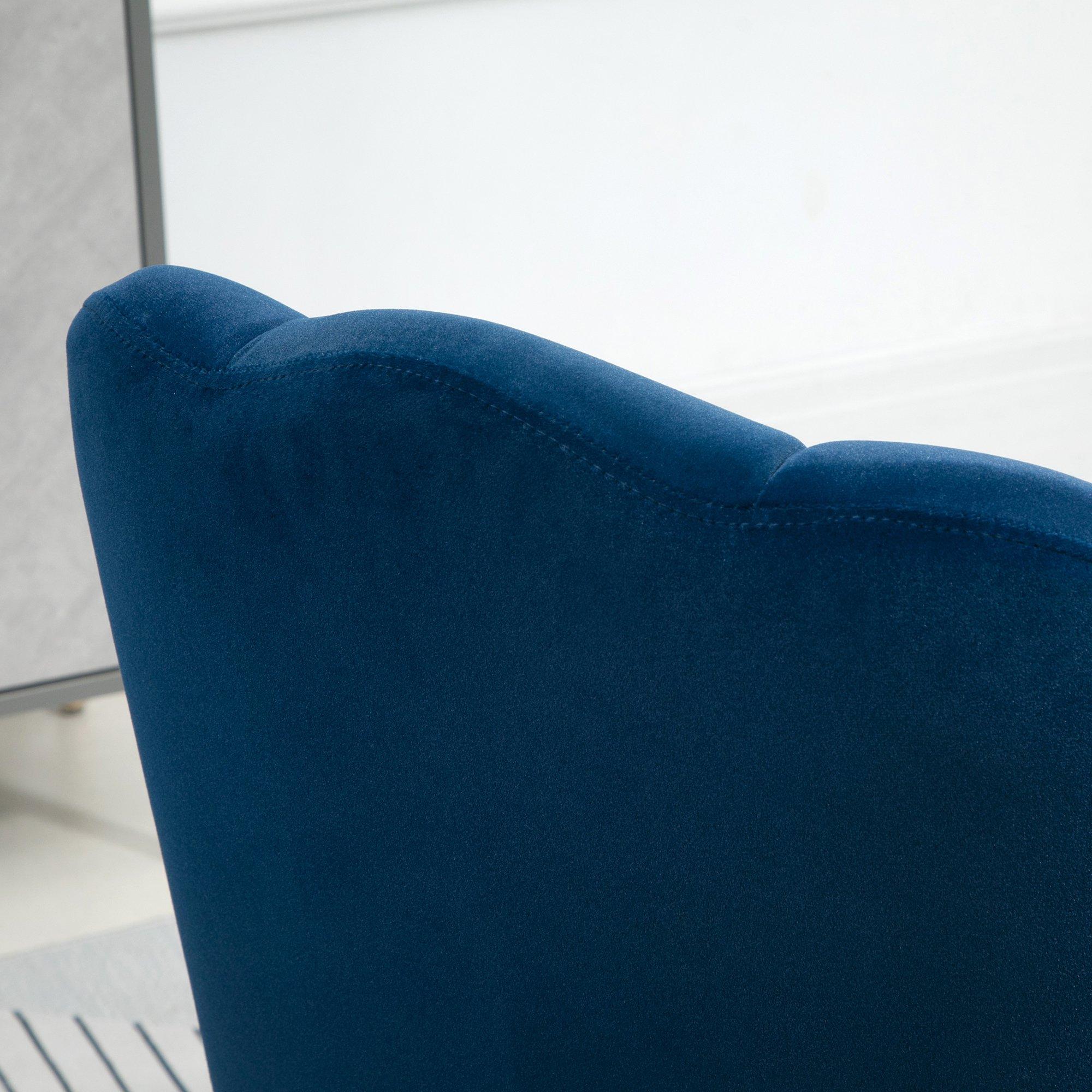 foto del prodotto poltrona imbottita 63x65x84 cm in velluto blu