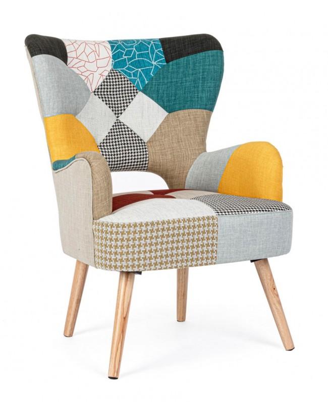 foto del prodotto poltrona imbottita 65x68x92 cm in tessuto patchwork