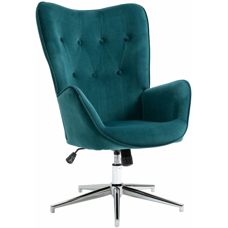 foto del prodotto poltrona imbottita 66x73x111,5 cm in tessuto effetto velluto blu