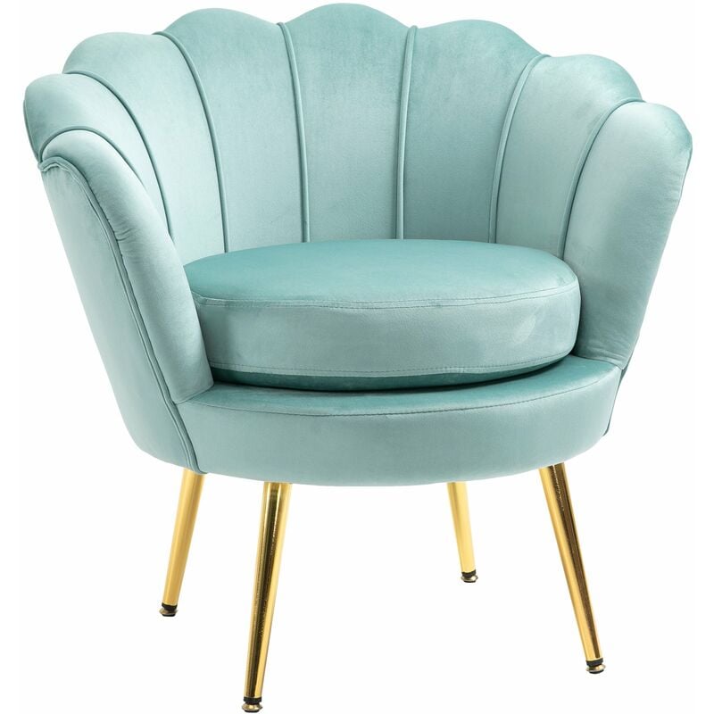 foto del prodotto poltrona imbottita 76x67x74 cm in tessuto effetto velluto azzurra