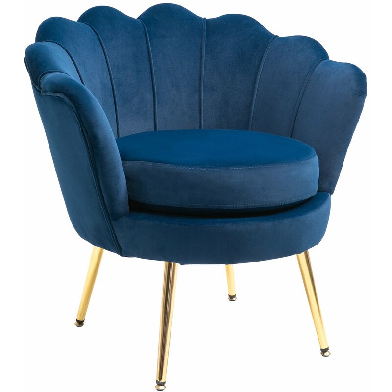 foto del prodotto poltrona imbottita 76x67x74 cm in tessuto vellutato blu
