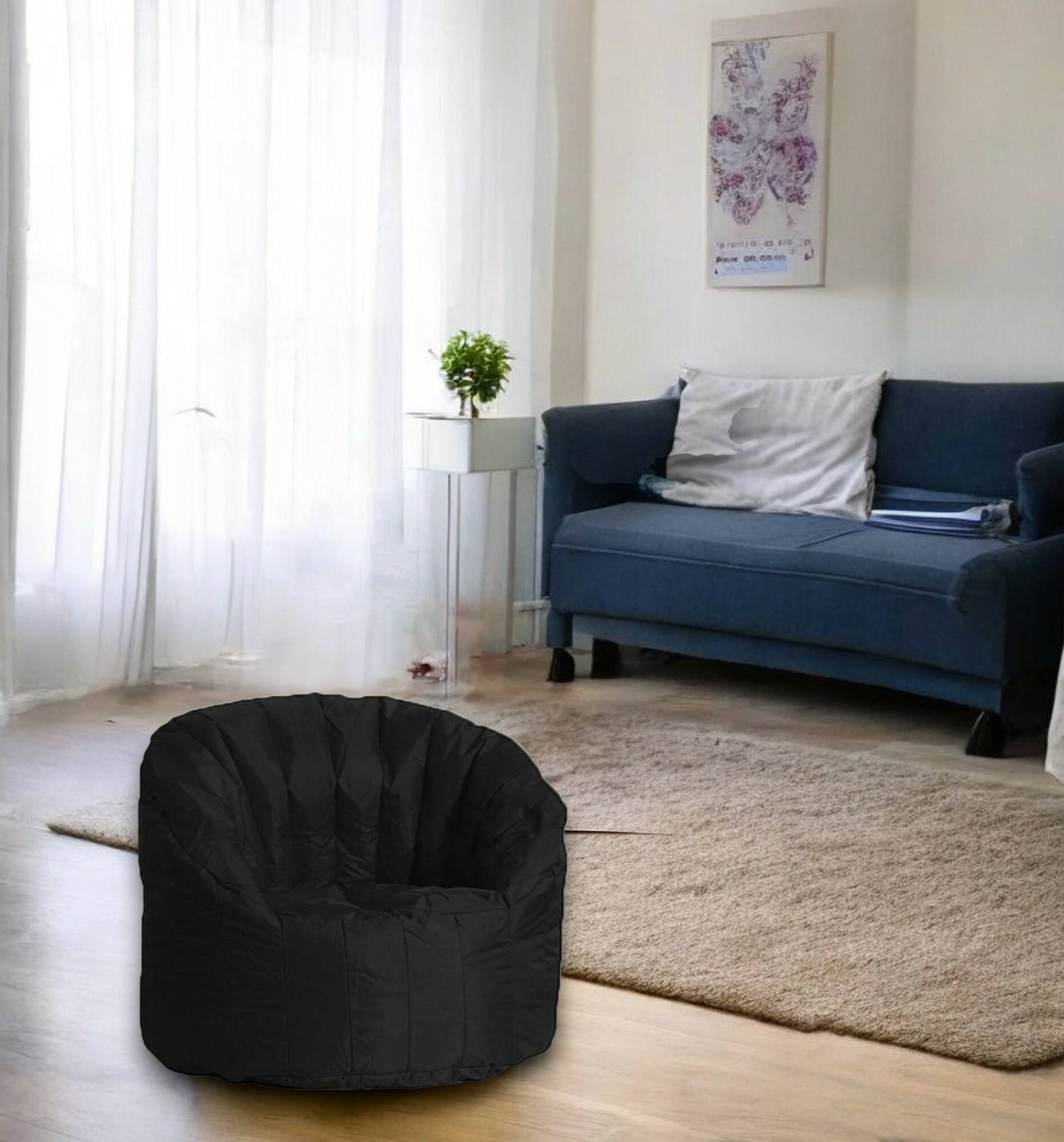 foto del prodotto poltrona imbottita allos, colore nero, misure 80 x 80 x 80 cm