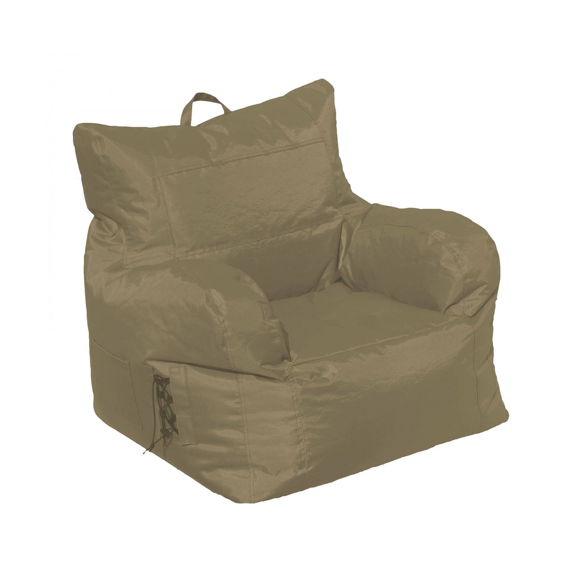 foto del prodotto poltrona imbottita con ossidiana, colore beige, misure 80 x 80 x 80 cm