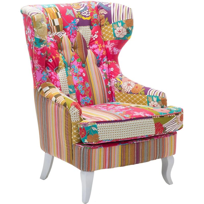 foto del prodotto poltrona imbottita in tessuto multicolore rosa molde