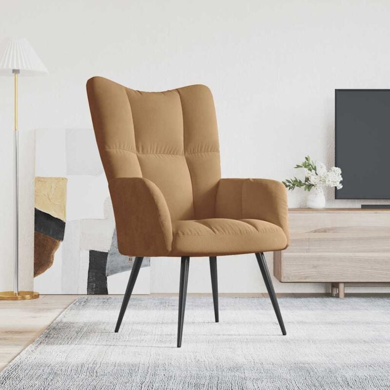 foto del prodotto poltrona imbottita in velluto design moderno ed elegante vari colori colore marrone