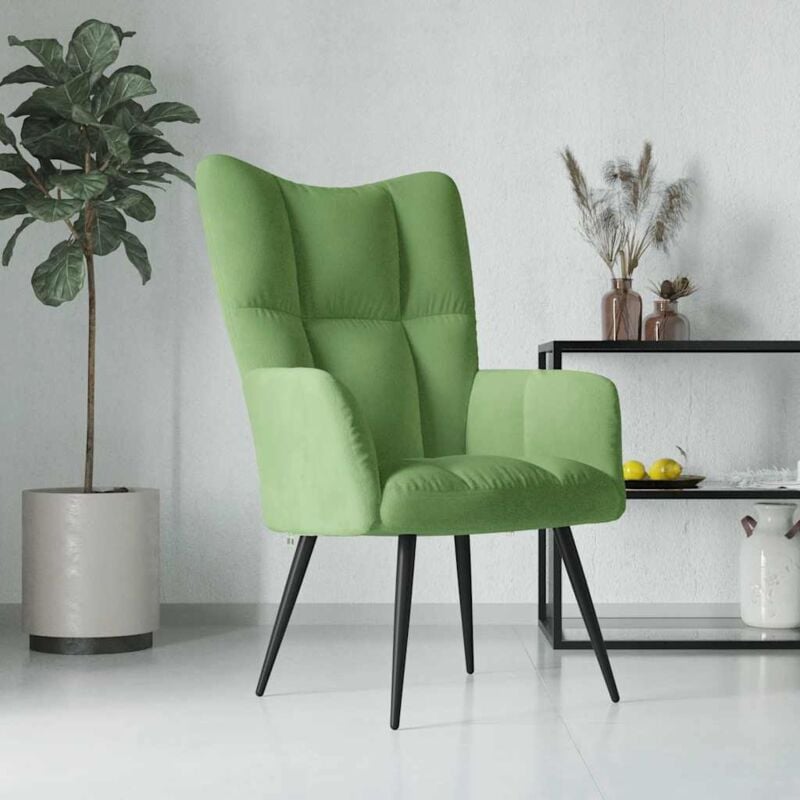 foto del prodotto poltrona imbottita in velluto design moderno ed elegante vari colori colore verde chiaro