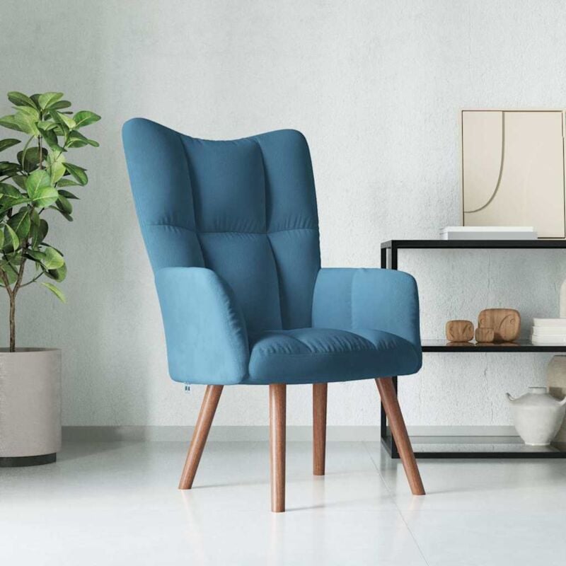 foto del prodotto poltrona imbottita in velluto elegante vari colori disponibili colore blu