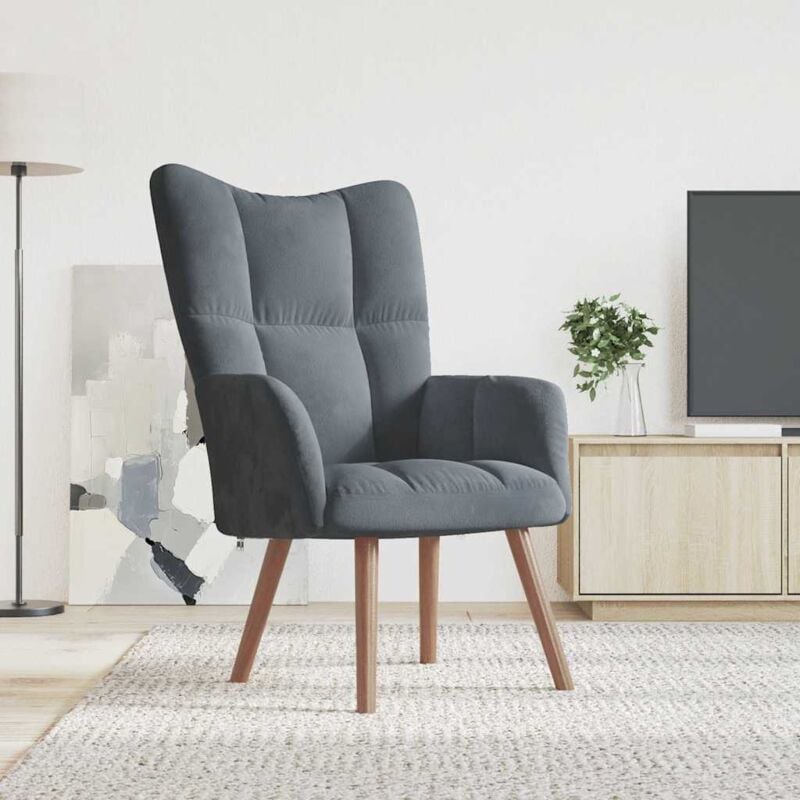 foto del prodotto poltrona imbottita in velluto elegante vari colori disponibili colore grigio scuro
