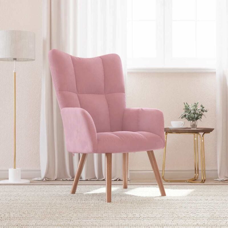 foto del prodotto poltrona imbottita in velluto elegante vari colori disponibili colore rosa
