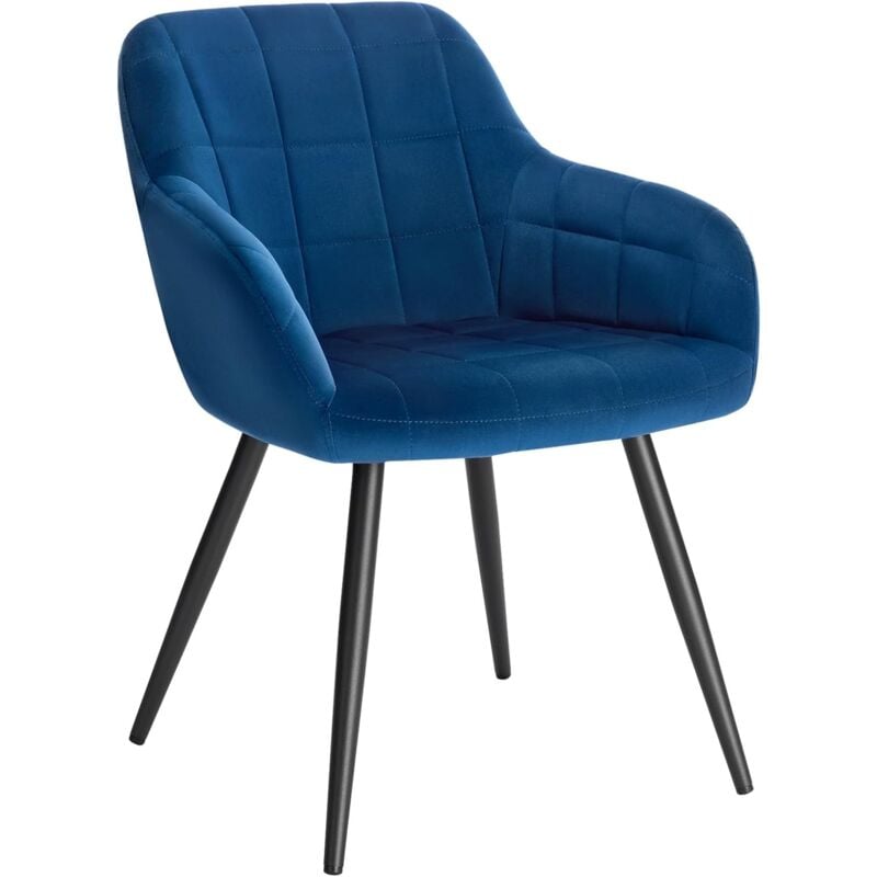 foto del prodotto poltrona imbottita per camera da letto sedia da pranzo con braccioli 1 pz blu velluto woltu