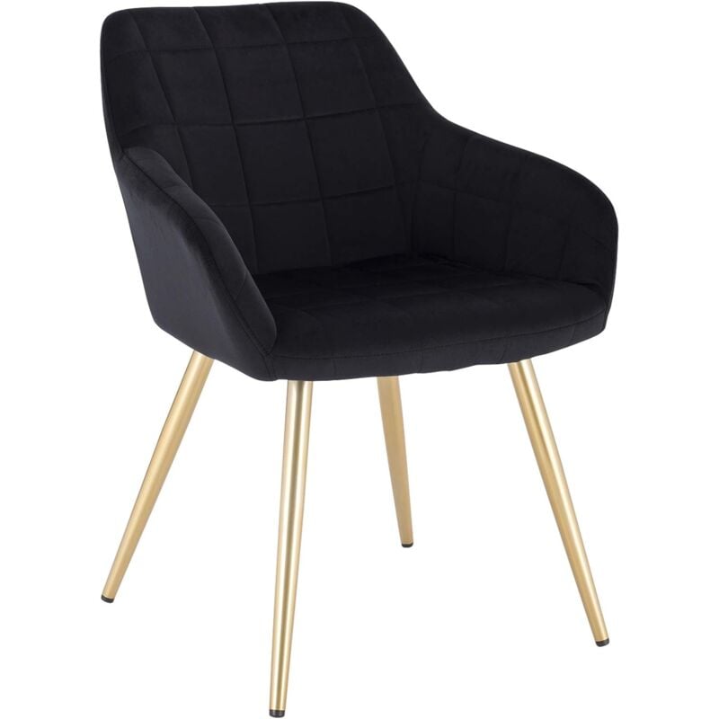 foto del prodotto poltrona imbottita per camera da letto sedia da pranzo con braccioli 1 pz nero colore d oro velluto woltu