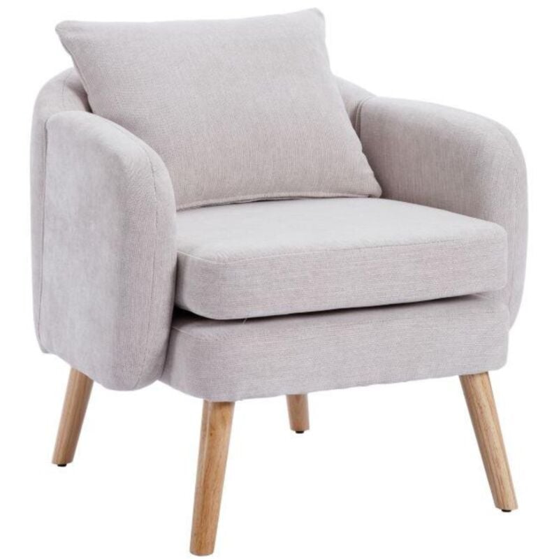 foto del prodotto poltrona imbottita poltroncina moderna in tessuto poltrona salotto con gambe in legno per soggiorno, grigio, wahson