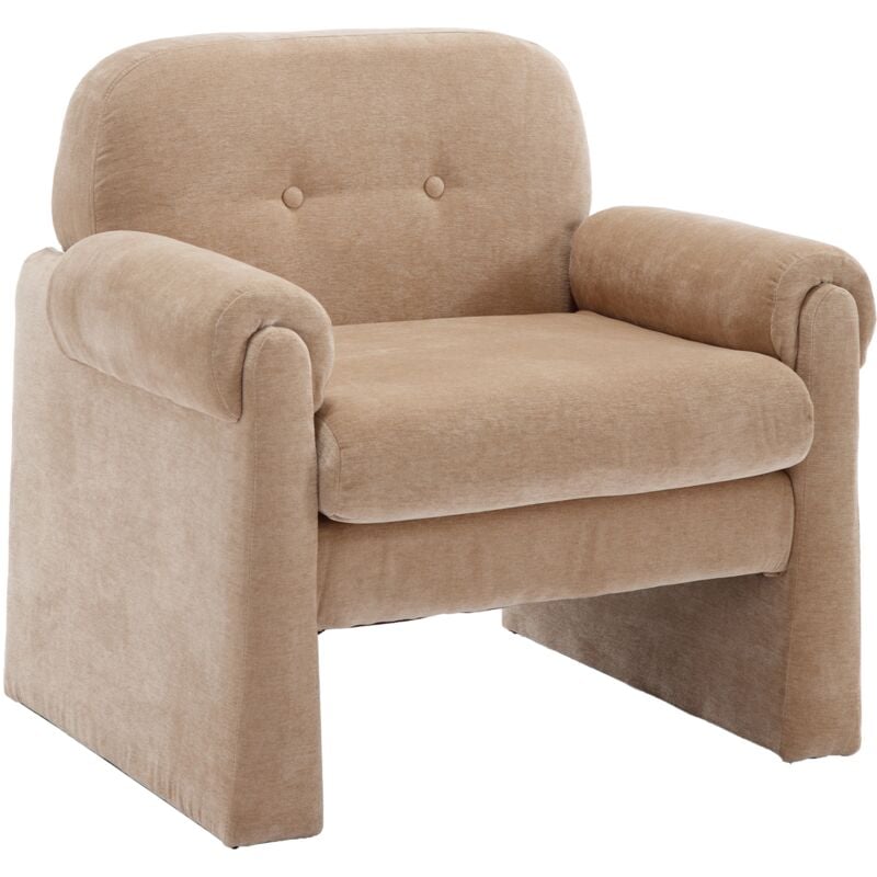foto del prodotto poltrona imbottita poltroncina moderna in tessuto sedia da salotto con braccioli poltrone con gambe in legno, cachi
