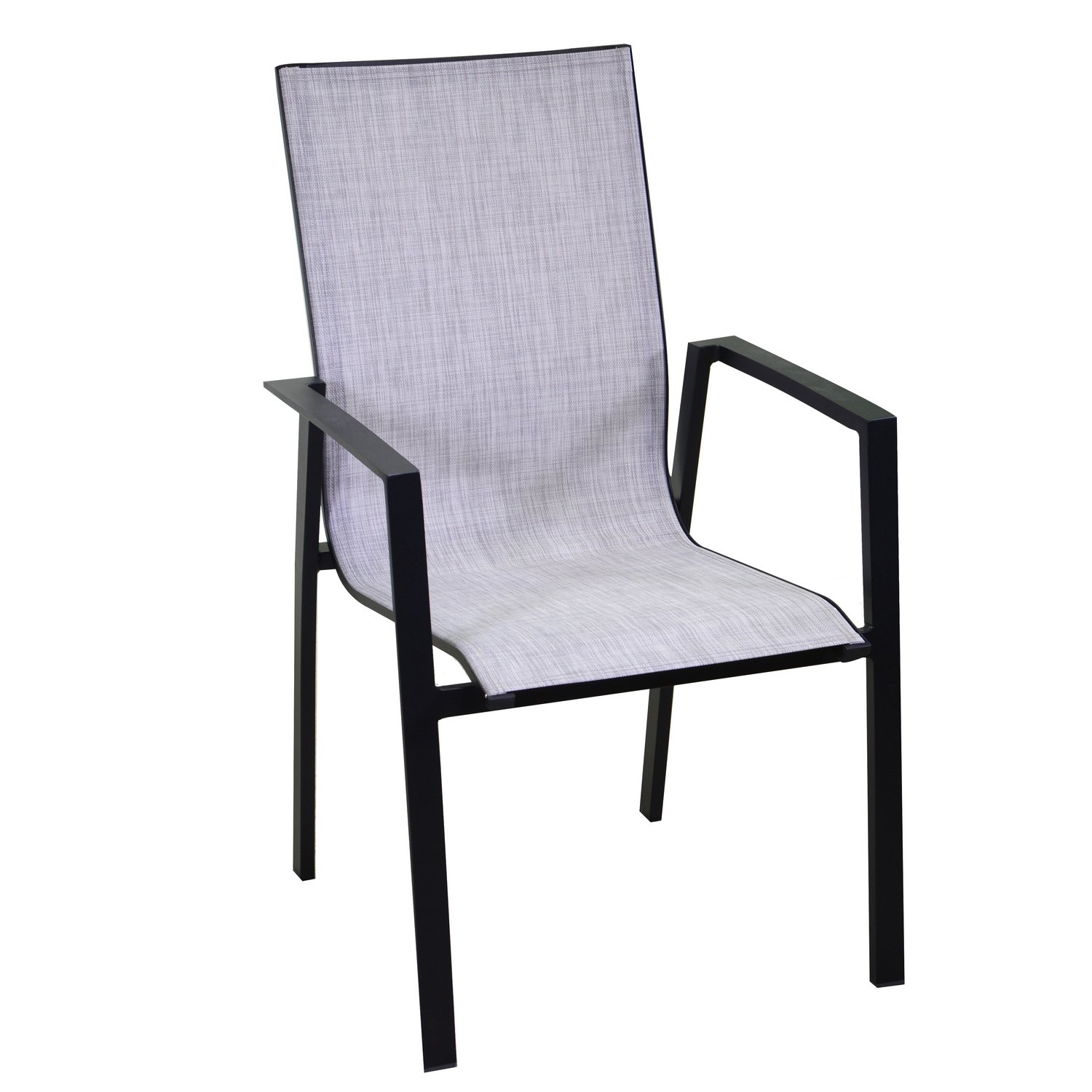 foto del prodotto poltrona impilabile in alluminio e textilene antracite 57x65 cm 93 cm mod. cleveland