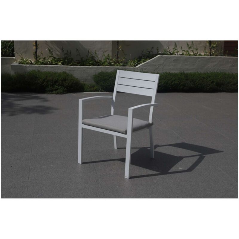 foto del prodotto poltrona in alluminio bianco con cuscino