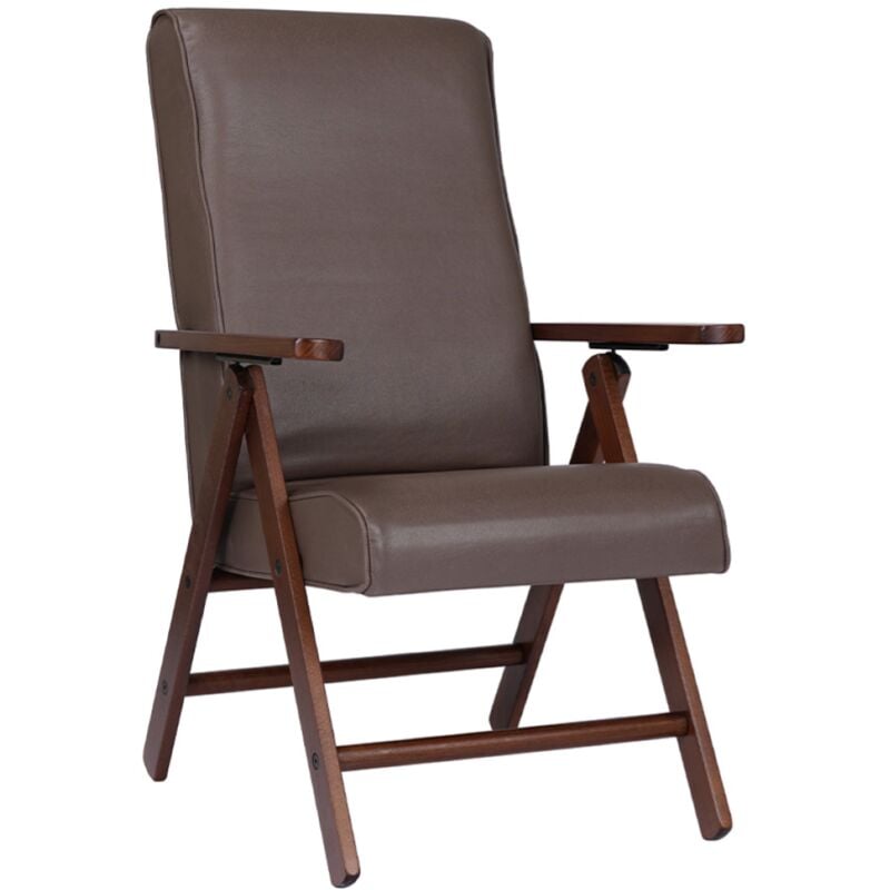 foto del prodotto poltrona in legno di faggio reclinabile in ecopelle grigio- molisana