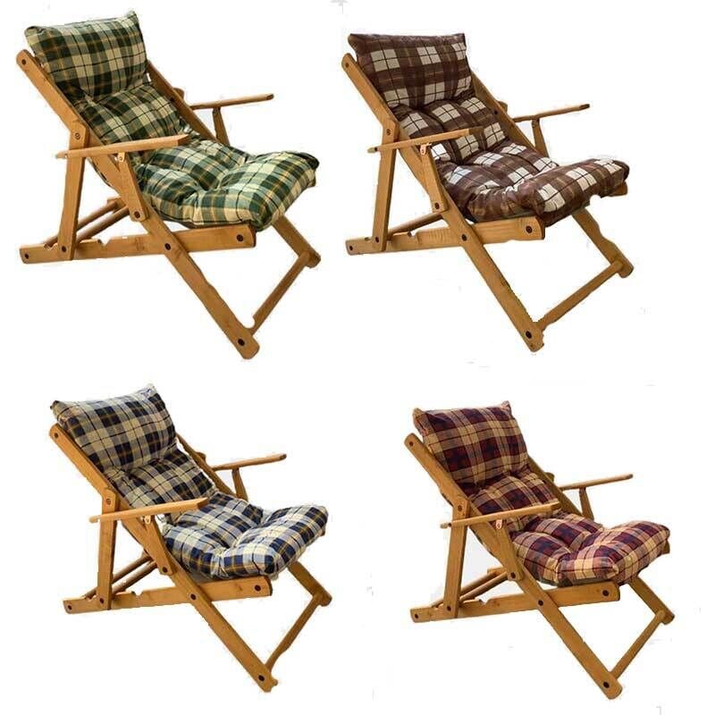 foto del prodotto poltrona in legno relax con cuscino fantasia quadrettoni made in italy verde