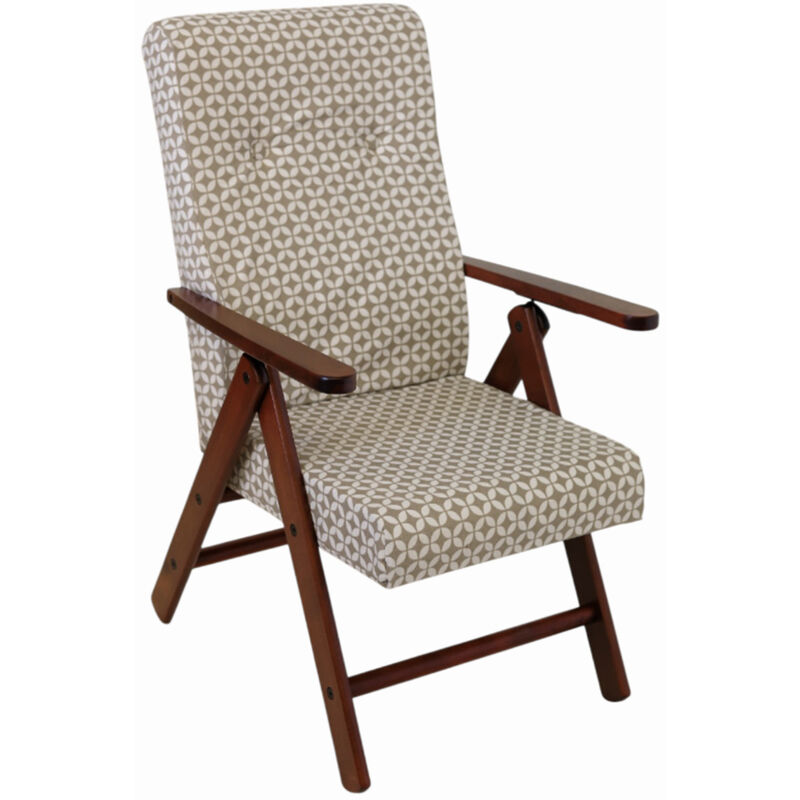 foto del prodotto poltrona in legno sedia sdraio imbottita, schienale reclinabile, made in italy seduta tessuto e regolabile ergonomica robusta colorigenerali 