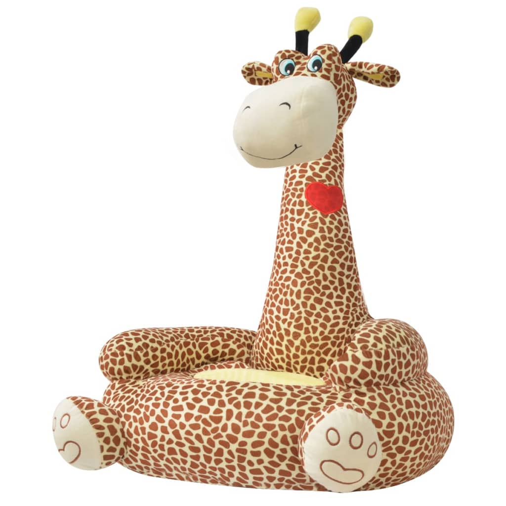 foto del prodotto poltrona in peluche per bambini girafa marrone