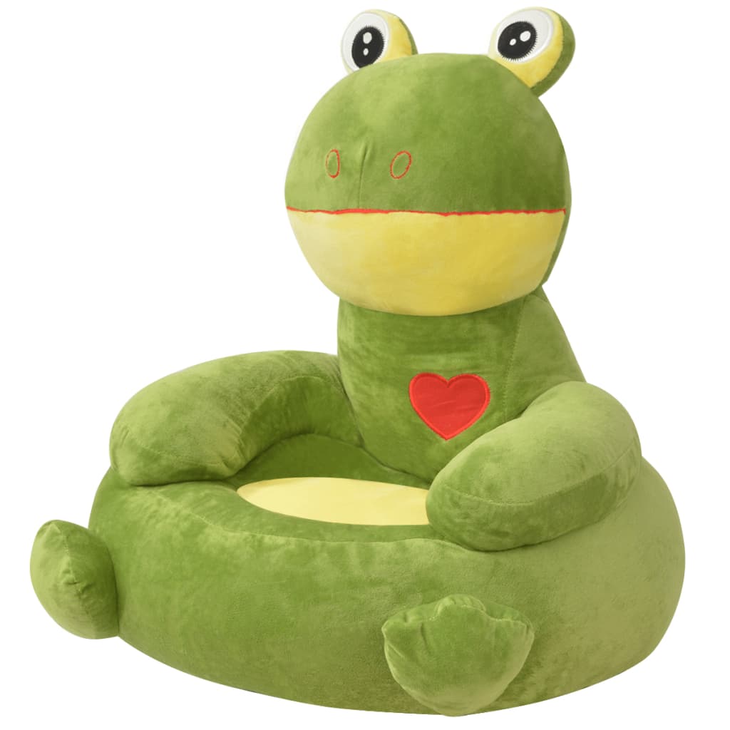 foto del prodotto poltrona in peluche per bambini rana verde vidaxl