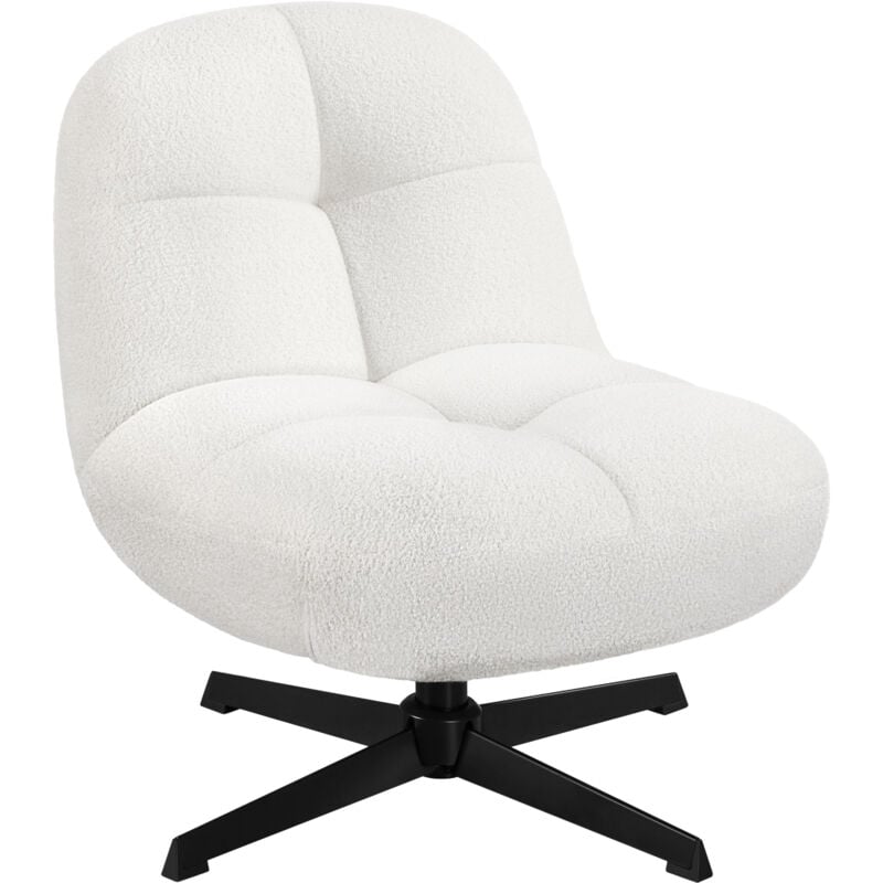 foto del prodotto poltrona in tessuto boucle senza braccioli sedia imbottita girevole a 360° sedie ufficio senza ruote poltrona per soggiorno camera da letto sala riunioni bianco 68 × 81 × 74 cm - yaheetech