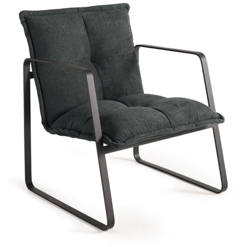 foto del prodotto poltrona in tessuto imbottita con struttura in metallo fabia antracite