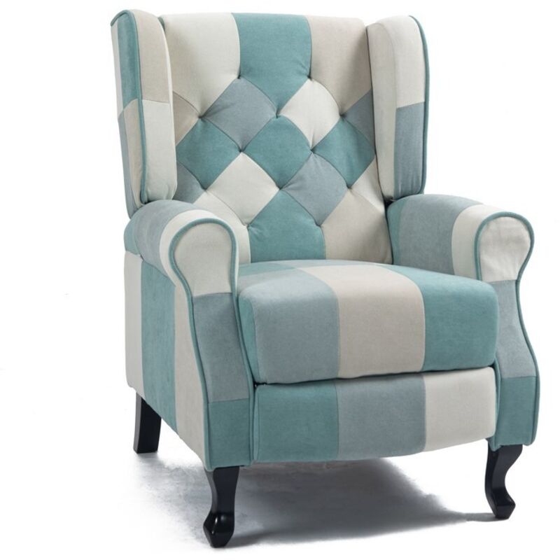 foto del prodotto poltrona in tessuto reclinabile patchwork 78x85x102 cm