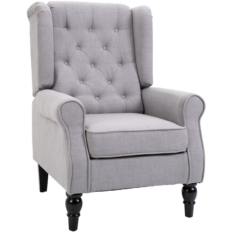 foto del prodotto poltrona in tessuto stile francese 76x86x108 cm grigio
