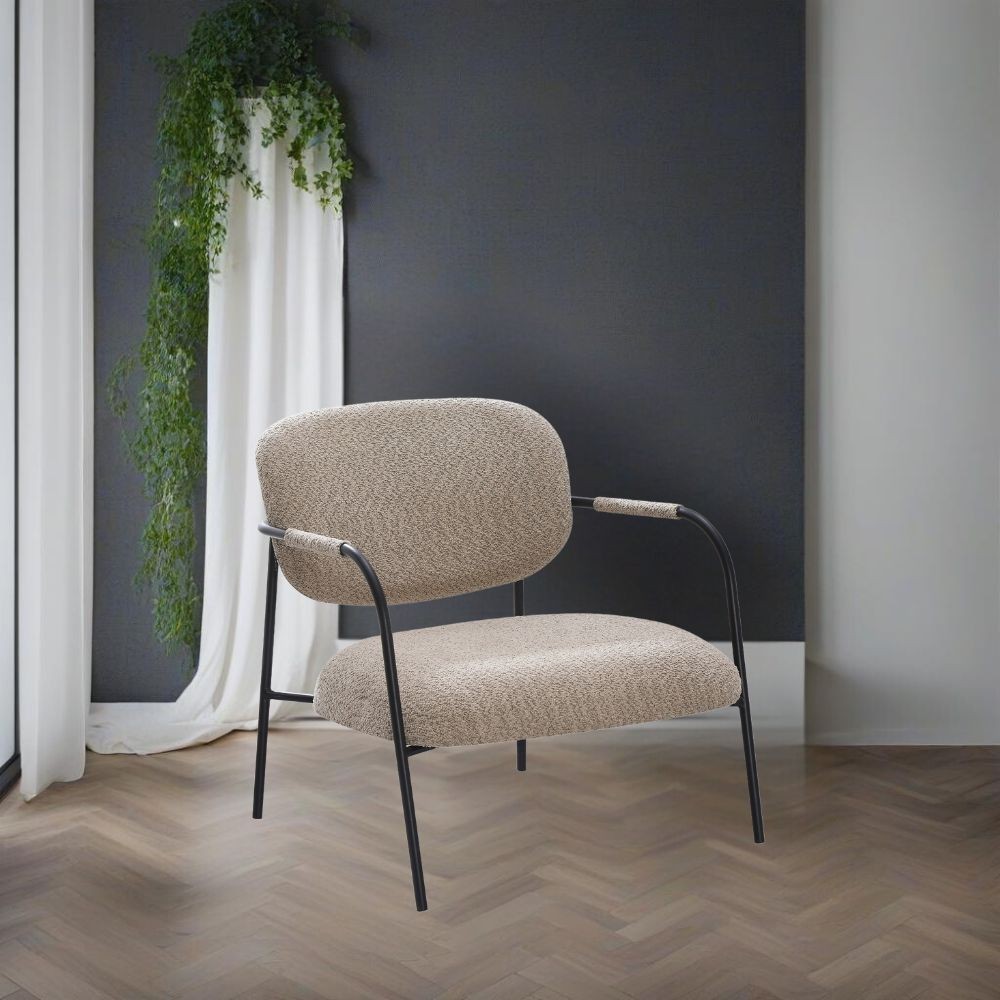 foto del prodotto poltrona in tessuto teddy e struttura in metallo nat tortora