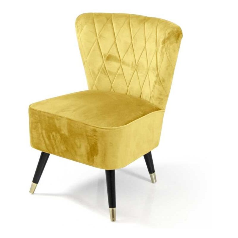 foto del prodotto poltrona in velluto con gambe nere 63.5 x 66 x 84 cm cm colore giallo oro