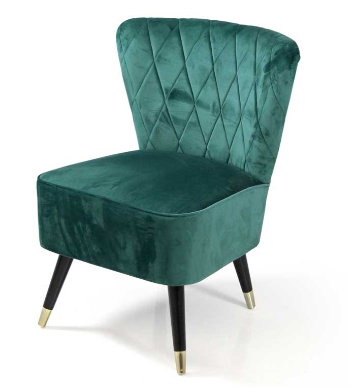 foto del prodotto poltrona in velluto con gambe nere 63,5 x 66 x 84 cm cm colore verde