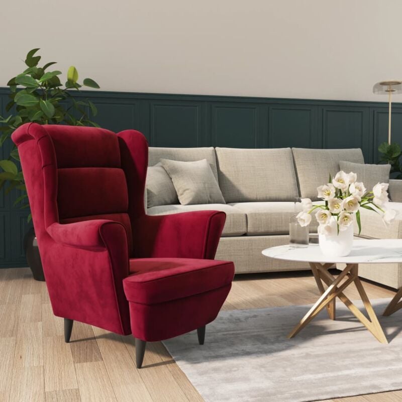 foto del prodotto poltrona in velluto con schienale alto stile retr design unico vari colori colore rosso