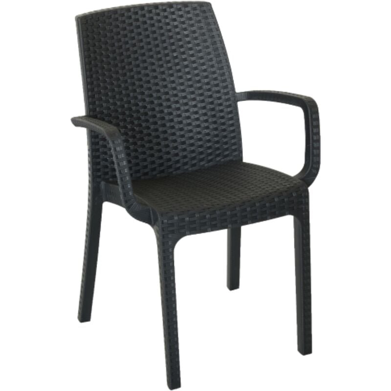 foto del prodotto poltrona indiana in resina antiurto effetto polirattan antracite 57x59x86 cm da giardino esterno