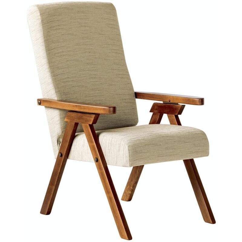 foto del prodotto poltrona legno fiammetta essegi srl relax reclinabile tessuto beige sfoderabile