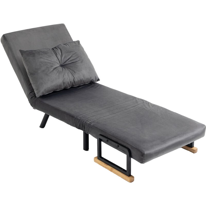 foto del prodotto poltrona letto con schienale reclinabile in 5 posizioni grigio scuro homcom