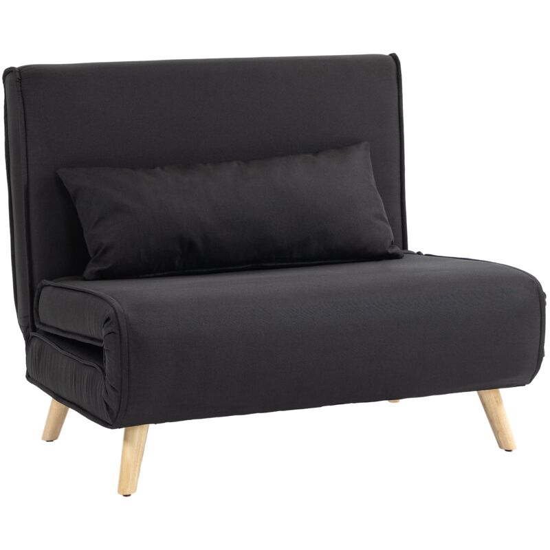 foto del prodotto poltrona letto con schienale reclinabile su 6 posizioni 94x78x80 cm in tessuto nero