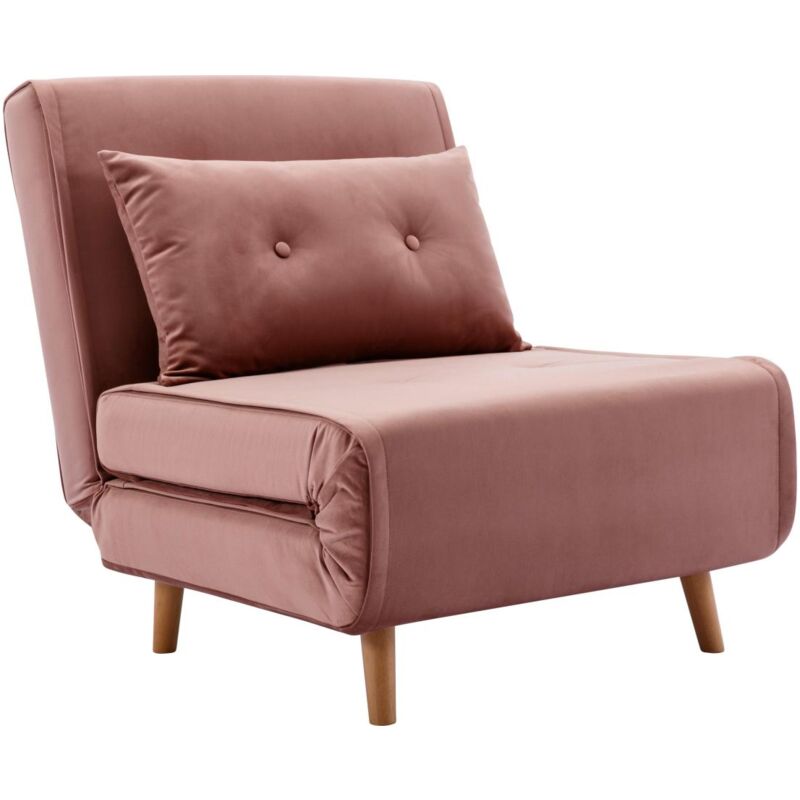 foto del prodotto poltrona letto in velluto rosa cipria uribia