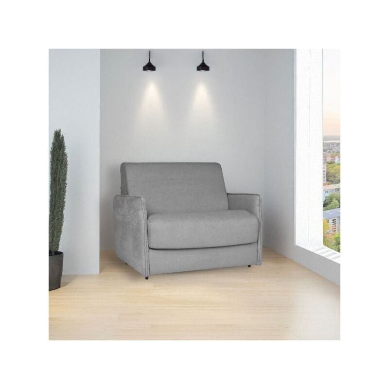 foto del prodotto poltrona letto piri con rete elettrosaldata in tessuto roma 23 grigio