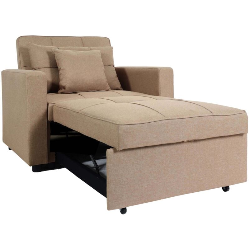foto del prodotto poltrona letto poltrona pieghevole divano letto letto ospiti superficie relax 103x197 cm in tessuto tortora 040006250