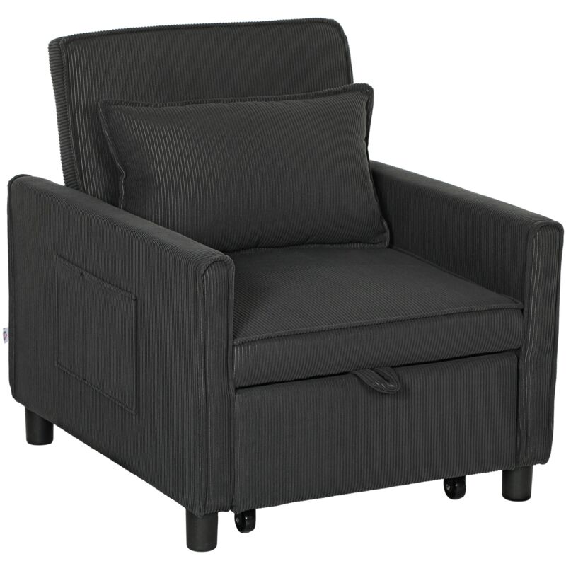 foto del prodotto poltrona letto reclinabile 74x84x81 cm in tessuto effetto velluto grigio scuro