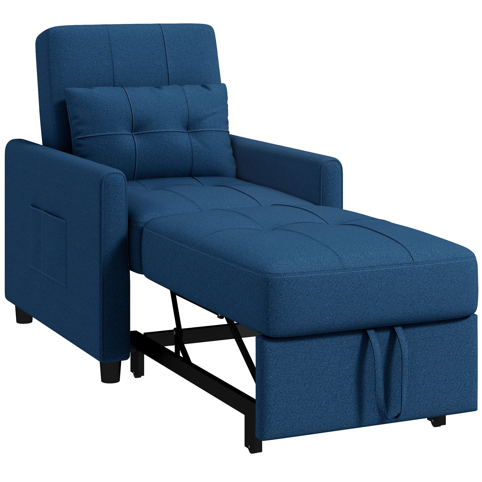 foto del prodotto poltrona letto reclinabile su 3 livelli con cuscino extra 69x82x85 cm blu