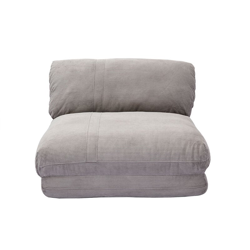 foto del prodotto poltrona letto singola in tessuto velluto a coste grigio chiaro spencer