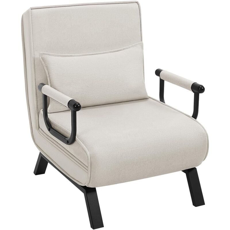 foto del prodotto poltrona letto singolo con con schienale regolabile in 5 posizioni regolabile, beige woltu