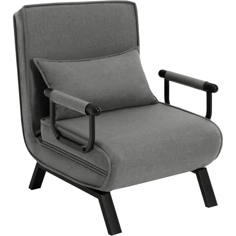 foto del prodotto poltrona letto singolo con con schienale regolabile in 5 posizioni regolabile, grigio scuro - woltu