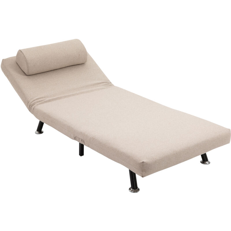 foto del prodotto poltrona letto singolo con cuscino e schienale regolabile 90 180 beige homcom