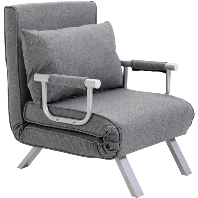 foto del prodotto poltrona letto singolo con schienale a 5 livelli in tessuto grigio homcom