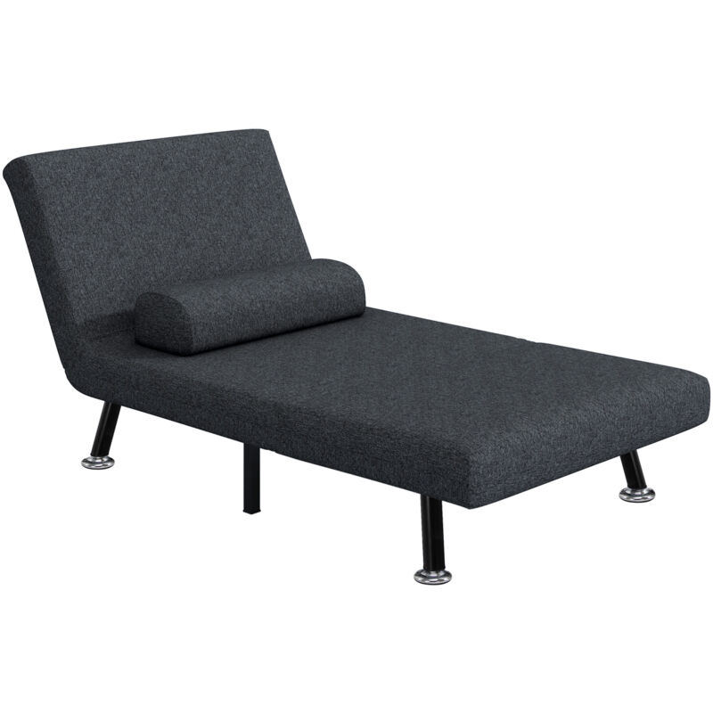 foto del prodotto poltrona letto singolo regolabile in tessuto effetto lino grigio scuro homcom