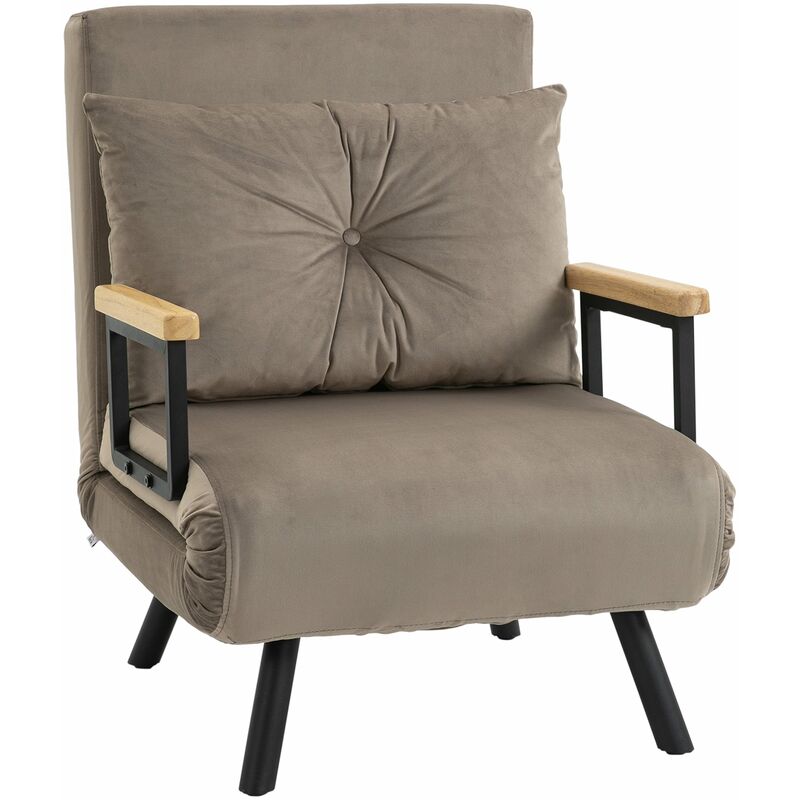 foto del prodotto poltrona letto singolo trasformabile 63x73x81 cm in tessuto effetto velluto grigio